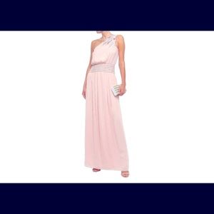 Halston Heritage full length evening gown in blush